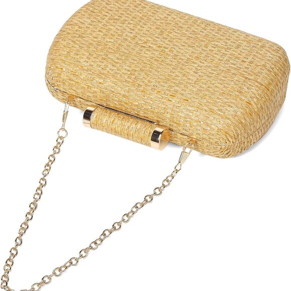 Straw Clutch Purse for Women Woven Raffia Tote Beach Party Summer Bag - Picture 6 of 7